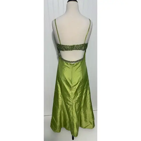 Marsoni Prom Gown Maxi Length Beaded Open Back Sweetheart Neckline Green 14 Green