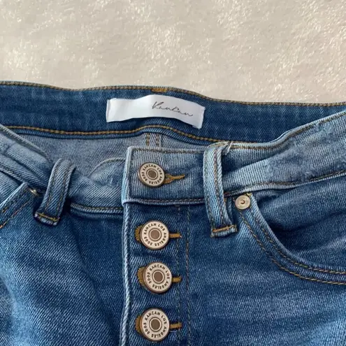 Kancan womens small cut off bermuda denim jean shorts blue distressed casual vac