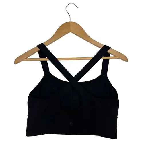 Athleta  Top Womens M Sports Bra Formation Longline Workout Criss Cross Black