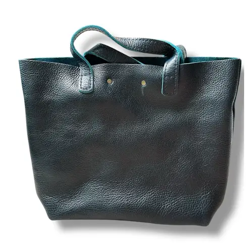 NWOT Portland Leather Goods Mini Crossbody Tote Pebbled Dark Teal Snap Closure Green