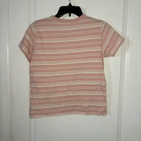 Pink and White Striped Crop Top Size M