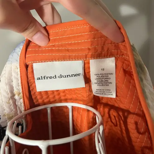 ALFRED DUNNER Quilted Floral Watercolor Open Jacket Mandarin Collar ORANGE 12