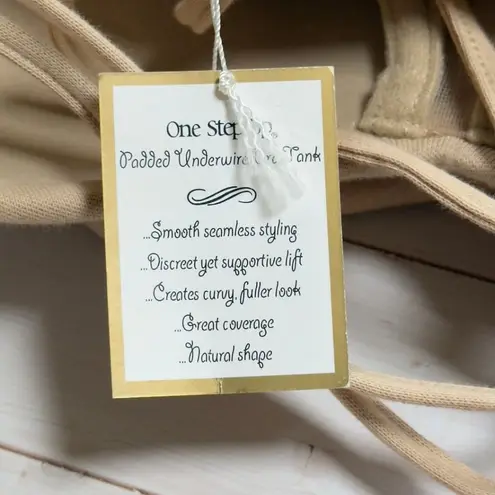 One Step Up Padded Underwire Bra Beige Nude Stretch Tank Top XL Cotton NWT