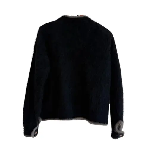 Venesha Vintage Angora Soft Black Cardigan Cozy Minimalist Boho Aesthetic Medium