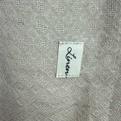 Linen Scarf Beige Jacquard Soft Breathable Lightweight Natural Wrap Fringe Tan