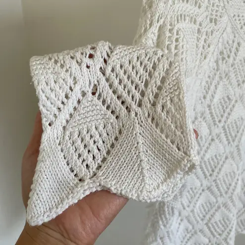 Stradivarius Scallop Trim Knit Sweater Swimsuit Coverup White (Medium)