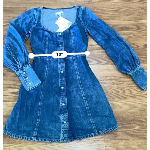 Ganni Denim long sleeve mini dress size 32 / US 0