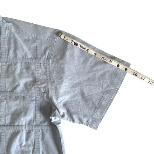 Ol' Paint Retro Western Shirt Textured Cotton Light Blue Button Up Women's M Size M