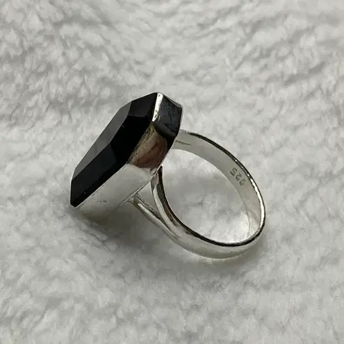 Onyx 925 Silver Natural Black Gemstone Coffin For Men Woman Ring Size - 8.75 RGN-785