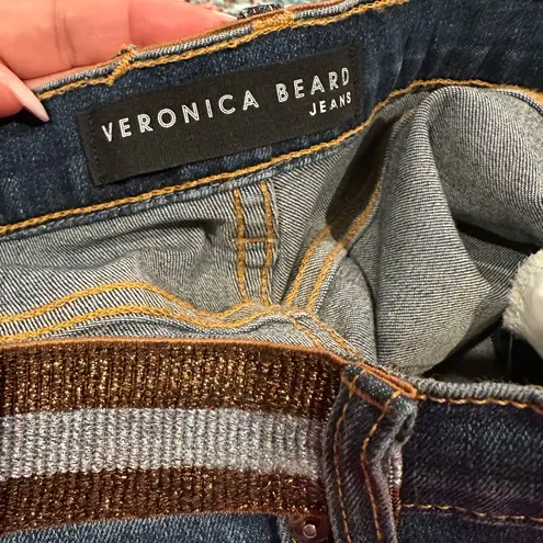 Veronica Beard TUCKERNUCK KATE HIGH RISE SKINNY SHIMMER WAIST Blue Denim Jeans