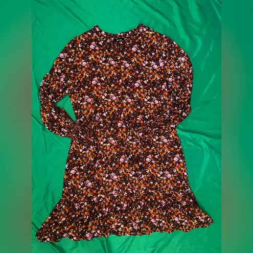 NWT Saint + Sofia Olivia Autumn Floral Long Sleeve Minj Dress size 10 Orange