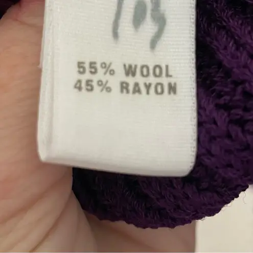 St. John Zip Front Cable Knit Purple Wool Blend Cardigan Size Small