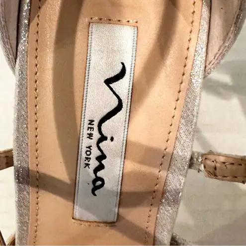 Nina Sassie Crystals Bridal Cocktail Party High Heels Women's 8 True Silver