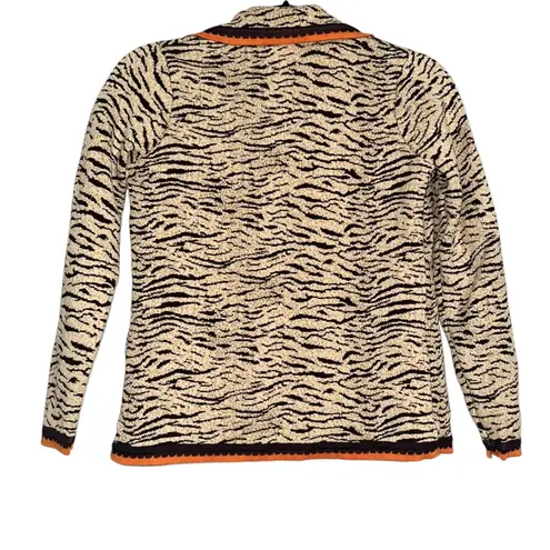 Saks 5th Avenue Saks Fifth Avenue Folio Collection Zebra Print Collared Vintage Cardigan SMALL