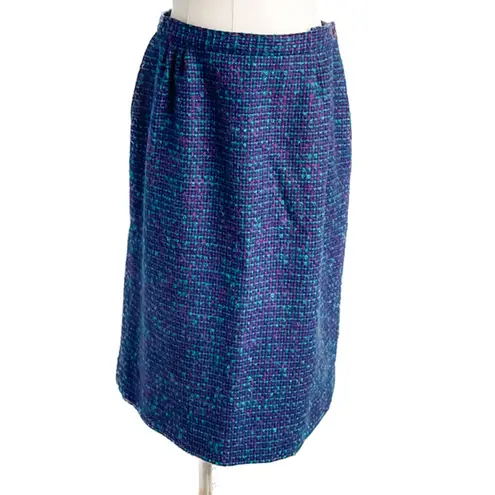 Pendleton  vintage colorful boucle plaid 100% wool pencil skirt size medium M