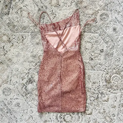 Saints + Secrets NWT  Sicily Asymmetrical Cowl Neck Sequin Mini Dress Blush sz XS