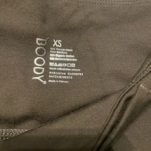 BOODY Active High Waist 3/4 Leggings Womens sz XS Olive Organic Cotton Blend EUC Green