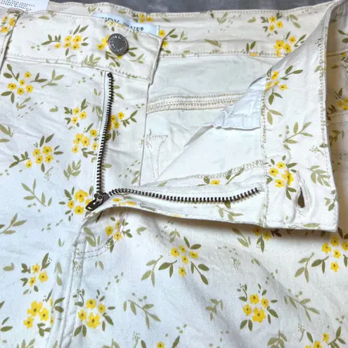 Judy Blue Shorts Womens 1XL White Yellow Floral Print Denim Casual Summer Comfy