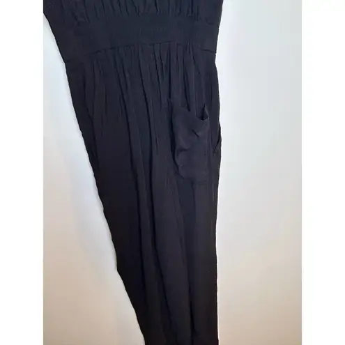 Whistles Black Jumpsuit Womens Size 0 Double Button Waist Detail V Neck