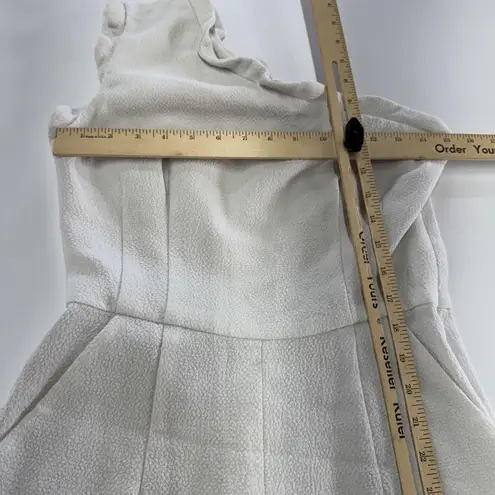 Black Halo Jumpsuit Womens 4 White Pravella One Shoulder Textured Flare Slit Leg