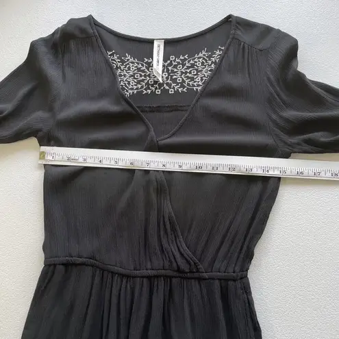 Bethany Mota Romper Shorts Womens Size XS Gauze Black Embroidered Faux Wrap Boho