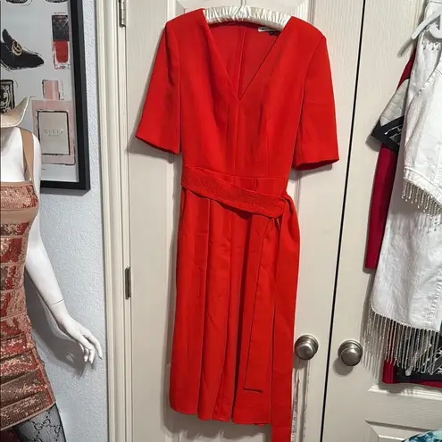 Adolfo Dominguez Red Short Sleeve V-Neck Cropped Jumpsuit