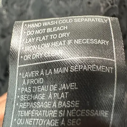 Cupcakes and Cashmere Black Lace Bomber Jacket Large Zip Front Textured Sheer