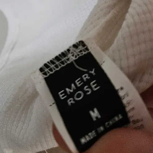 Emery Rose Top Blouse White Crochet Short Sleeves Colorful Cute Neutral Size M