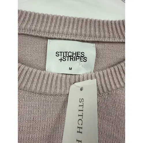 Stitches Stripes Striped Crew Neck Sweater Light Pink Burgundy Women's Size M Size M