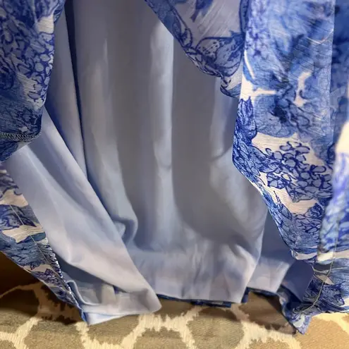 Ellos Blue Short Sleeve Ruffled dress flowy summer lovely floral Size 10