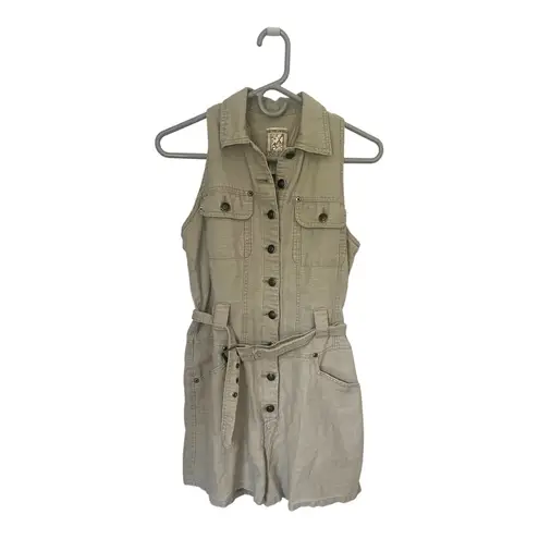 Vintage Jou Jou Cotton Shorts Onesie Romper Belted Utility M Tan Size M