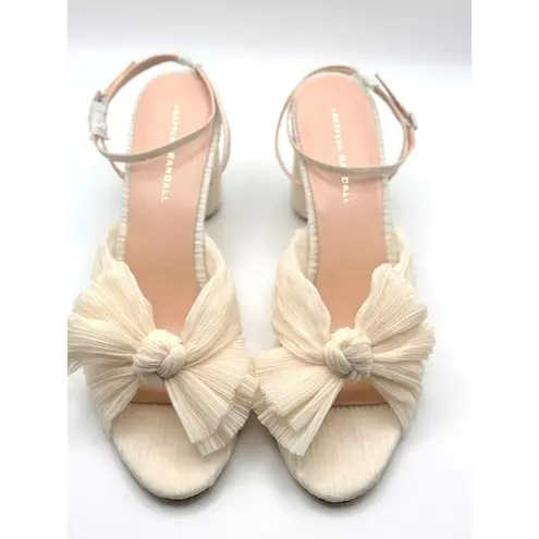 Loeffler Randall Ivory Camellia pleated-bow 90mm sandals size 12 B