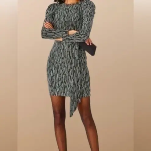 Aidan Mattox 🍒SIZE 0 XS 🍒BLACK & SILVER METALLIC WRAP PARTY DRESS THE REAL REAL