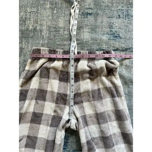 Born Cream Gray Buffalo Plaid Super Soft Plush Lounge Pajama Pants Small Gray