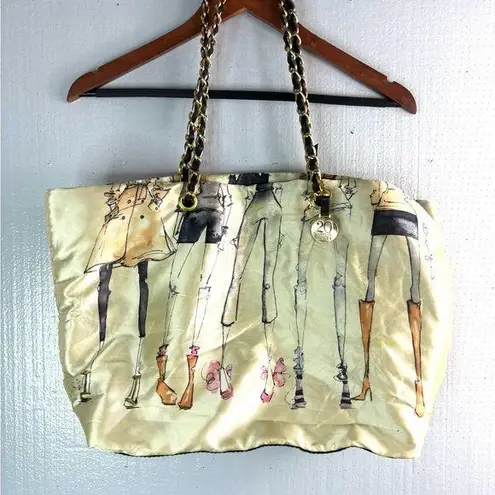 DSW Black and Gold Satin Shoe Fashion Shoulder Bag with Chain Strap