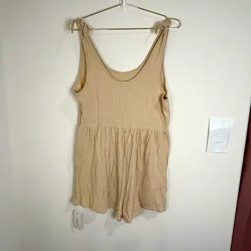 Hilomirics Large Beige Sleeveless Romper Summer Casual Lightweight Boho Style