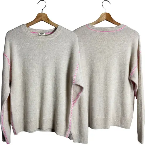 Dylan Harper Sweater Pullover Women's Small Tan Pink Knit Alpaca Wool Crewneck