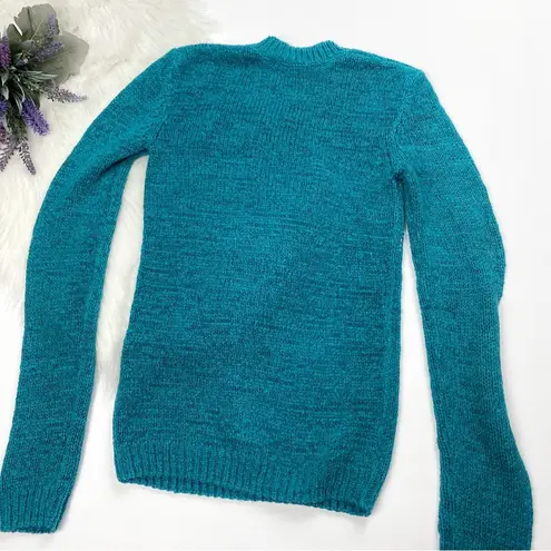 Befree Women's Long Sleeve Crew Neck Knitted Sweater Teal Size XS Blue
