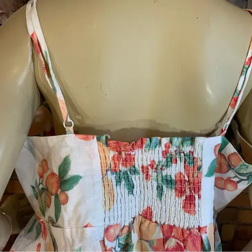 SOFIA JEANS X SOFIA VERGARA BEIGE LINEN W/ PEACH & GREEN FLORAL PRINT TOP (XL) Orange