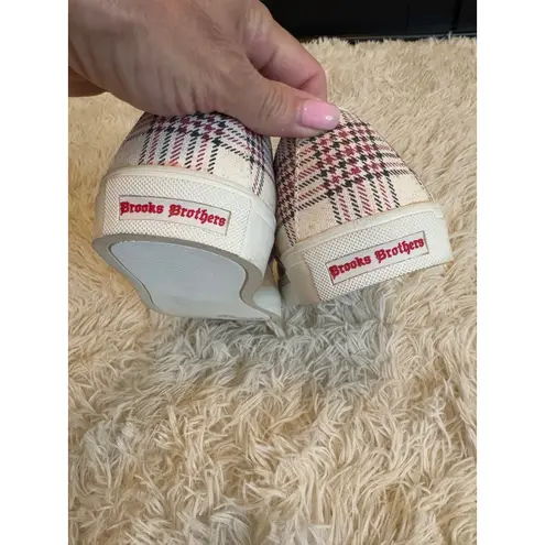 Brooks Brothers Slip On Sneakers Women's Plaid Pattern Casual Shoes Size 9