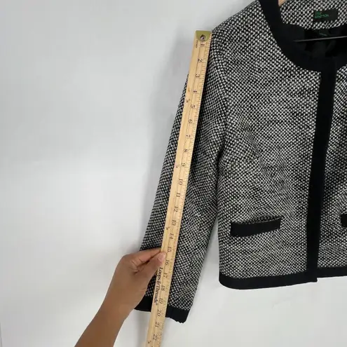 Black & White Stile Benetton Blazer Womens S Black White Tweed Casual Office Work Snap Front