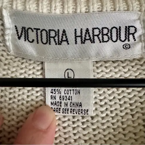 Vintage 90’s Victoria Harbour Cream Beaded Tunic Crewneck Pullover Sweater Large
