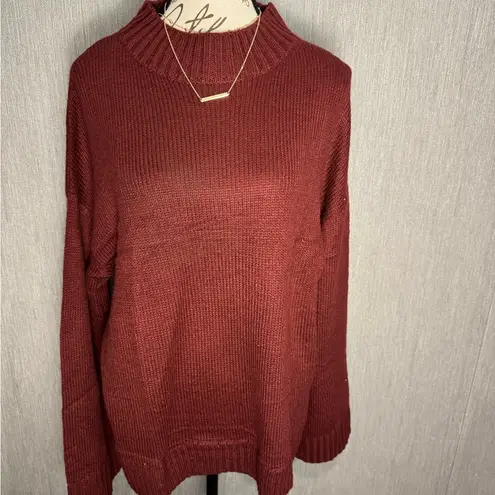 Elegant Maroon Oversized Sweater Size Medium Red
