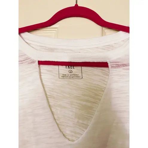 Free People  Jordan White Burnout V-cutout T-shirt