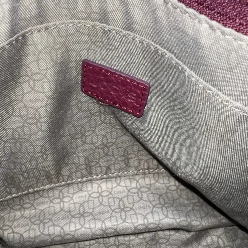 Lodis Burgundy Pebble Leather Crossbody Bag Gold Chain Strap Zip Top Purple