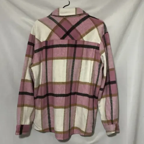 ADORE WOMENS (SEE SIZE BELOW) SOFT BRUSHED FLANNEL PINK BLACK PLAID SHACKET