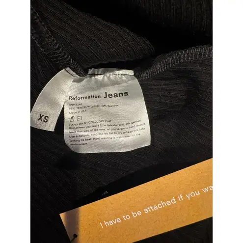 REFORMATION JEANS Ribbed Black Wrap Midi Dress XS NWT