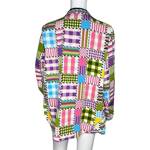 Koos of Course Jacket Womens 1X Black Multi Patchwork Reversible Colorful Fun