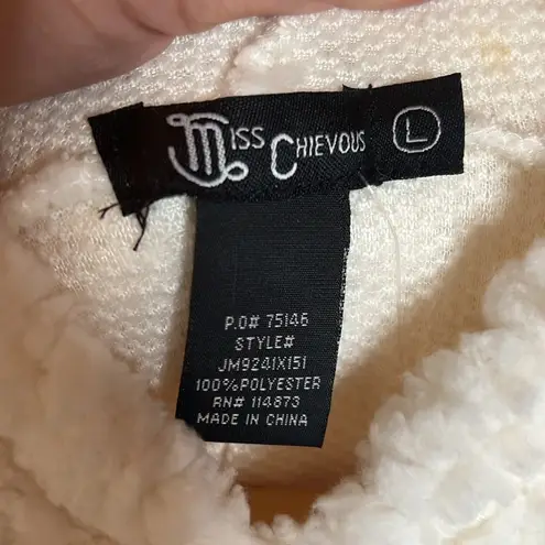 Miss Chievous Multi Color Blessed Cream Faux Sherpa Sweatshirt Hoodie Size Large