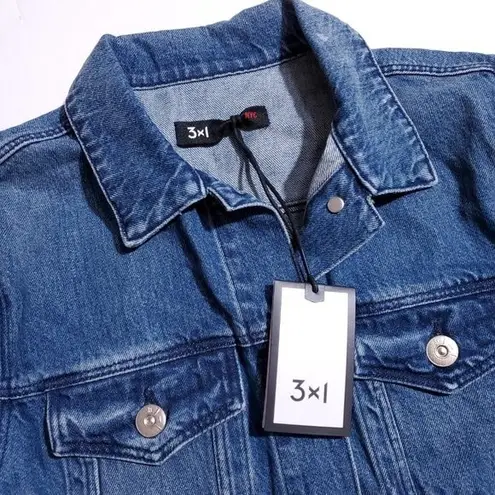 3x1 Hollow Denim Jean Jacket Blue Women's Size Medium Dita Grommets Slouchy